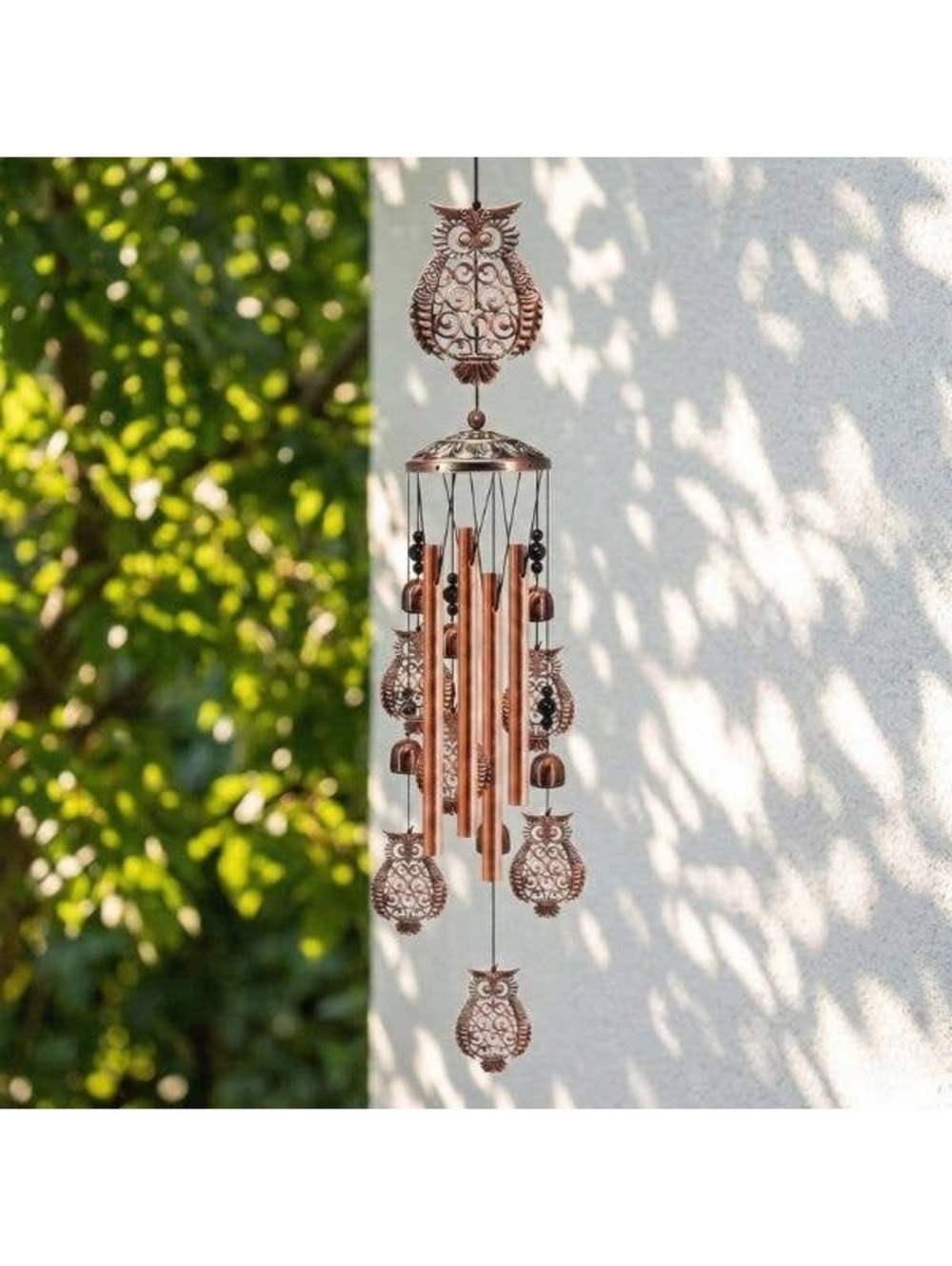 Whimsical Metal Iron Art Wind Chime with Owls - Picture 3 of 3